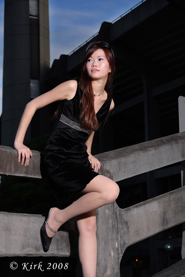 Female model photo shoot of Deon Loewe in Singapore National Stadium