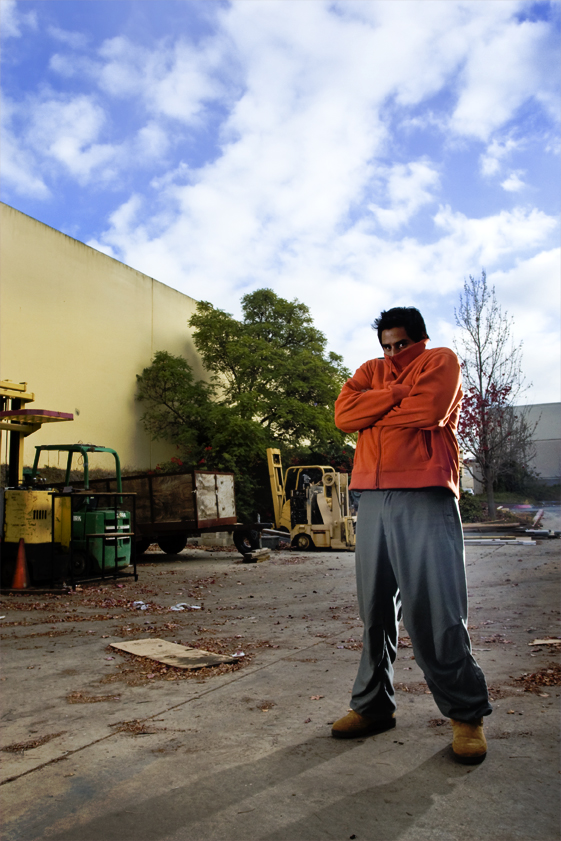 Male model photo shoot of kevie in Forklift junkyard