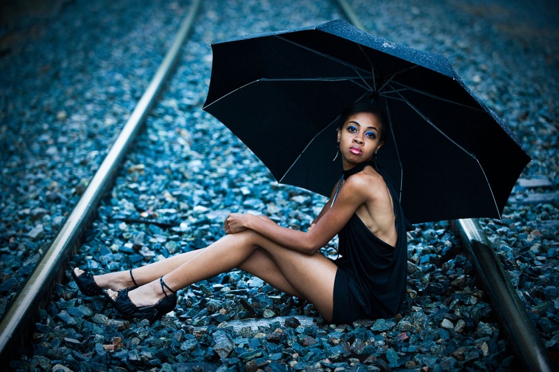 Female model photo shoot of Frost Fairy by Juan Stevens in Train Tracks