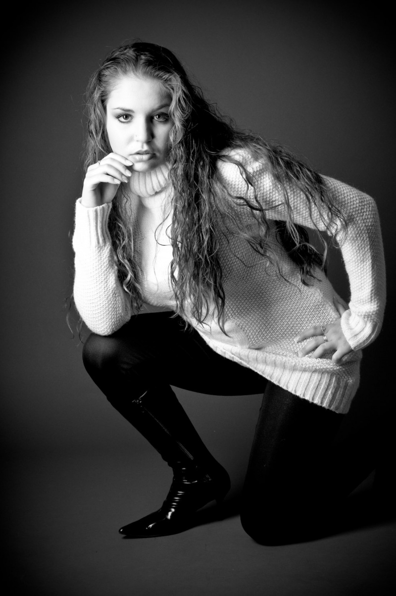 Female model photo shoot of Kim Rousseau in Jean-Sebastien Cossette's studio