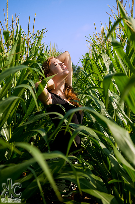 Male and Female model photo shoot of KC ImageWorks and Jess Robinson in Cornfield, duh!