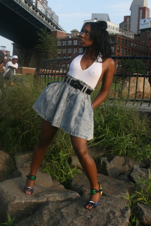 Female model photo shoot of MizzFernandez in Under the Brooklyn Bridge
