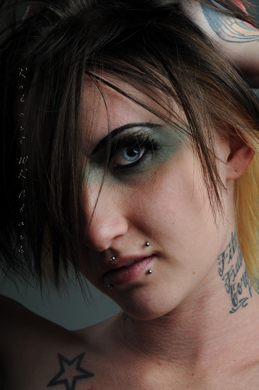 Female model photo shoot of KattStyles Makeup and Lesha FFG by Robert WK Clark in studio
