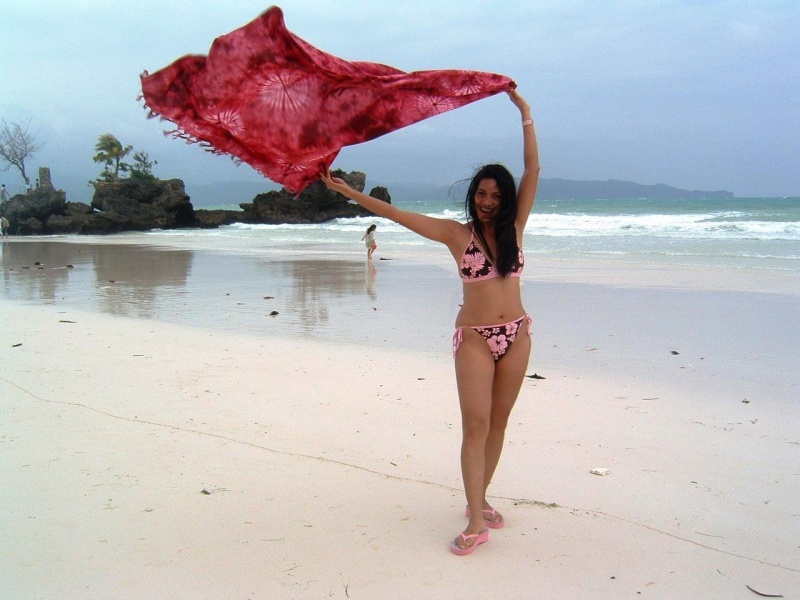 Female model photo shoot of Pinay Bonita in Boracay Island, Philippines