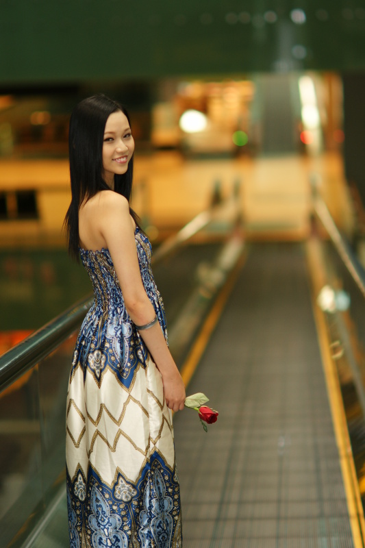 Female model photo shoot of Lynn Cai in T3 changi airport