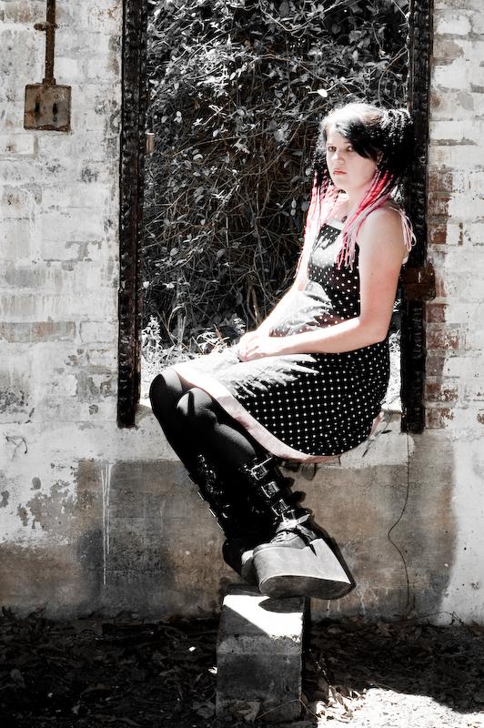 Female model photo shoot of ilovedeadfred18 in abandon location, hair styled by Suicide Dreams Hair