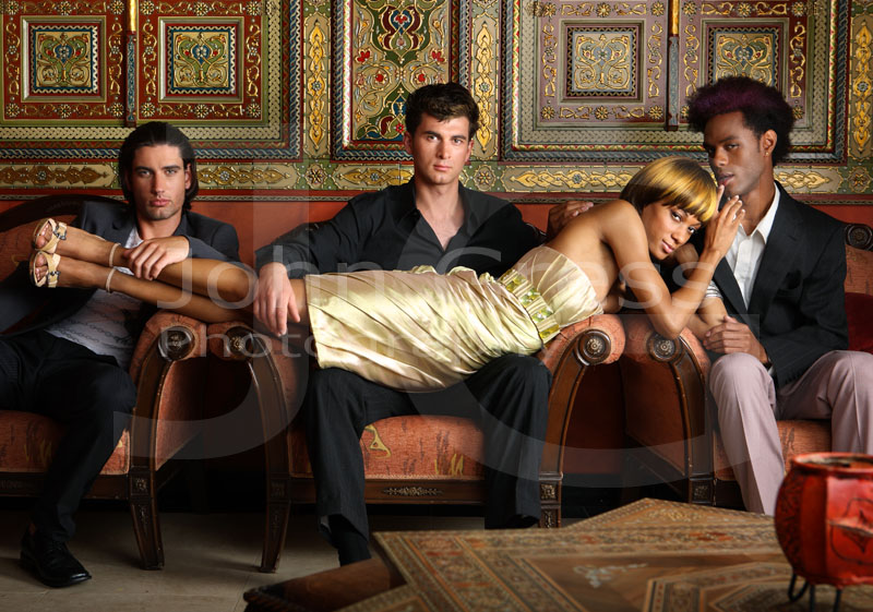 Female and Male model photo shoot of BellaRosa Artistry, Tyler LeMay, Brandon Reese, Mimeki and Olexys by John CVBN in Alhambra Palace, hair styled by vic Piccolotto, wardrobe styled by isaac king, makeup by KING  the MUA and BellaRosa Artistry