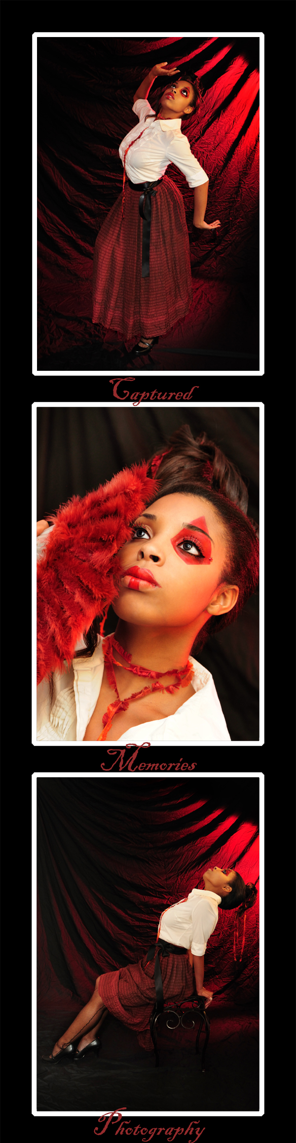 Female model photo shoot of CapturedMemoriesPhoto and persia-kay in studio set-up, makeup by Callira Designs