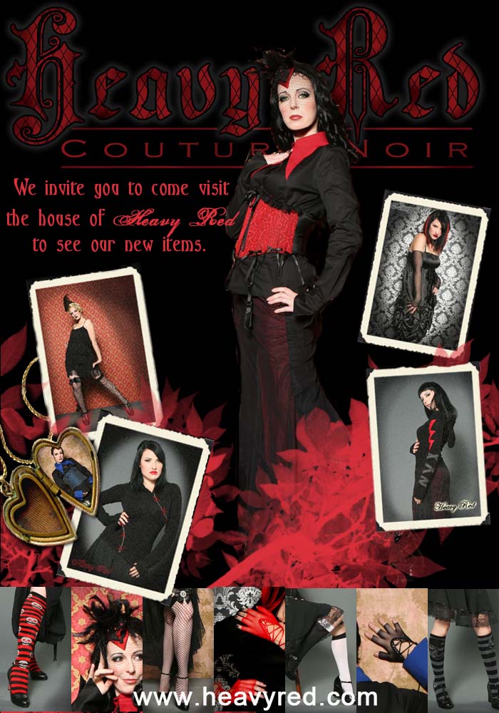 Female model photo shoot of Heavy Red Couture Noire