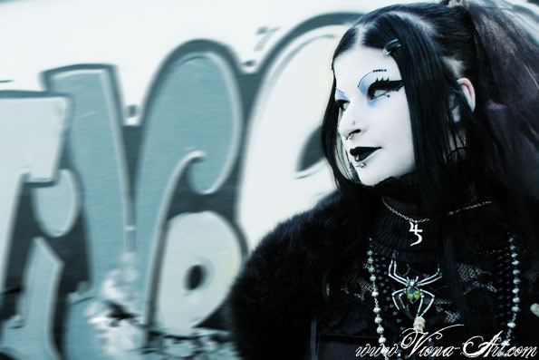 Female model photo shoot of Morticia-Eve in Wave- Gothic- Treffen 2008