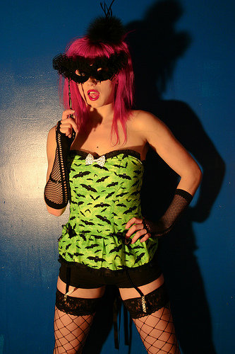 Female model photo shoot of Miss Monoxide in Toronto, makeup by adoresubtract, clothing designed by FASHION WHORE