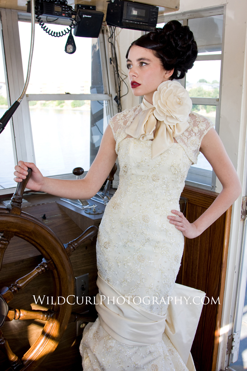 Female model photo shoot of PFT Couture and kara shelton by Wild Curl Photography in Padelford Riverboats, hair styled by Wendy Z  Hair and MU MN