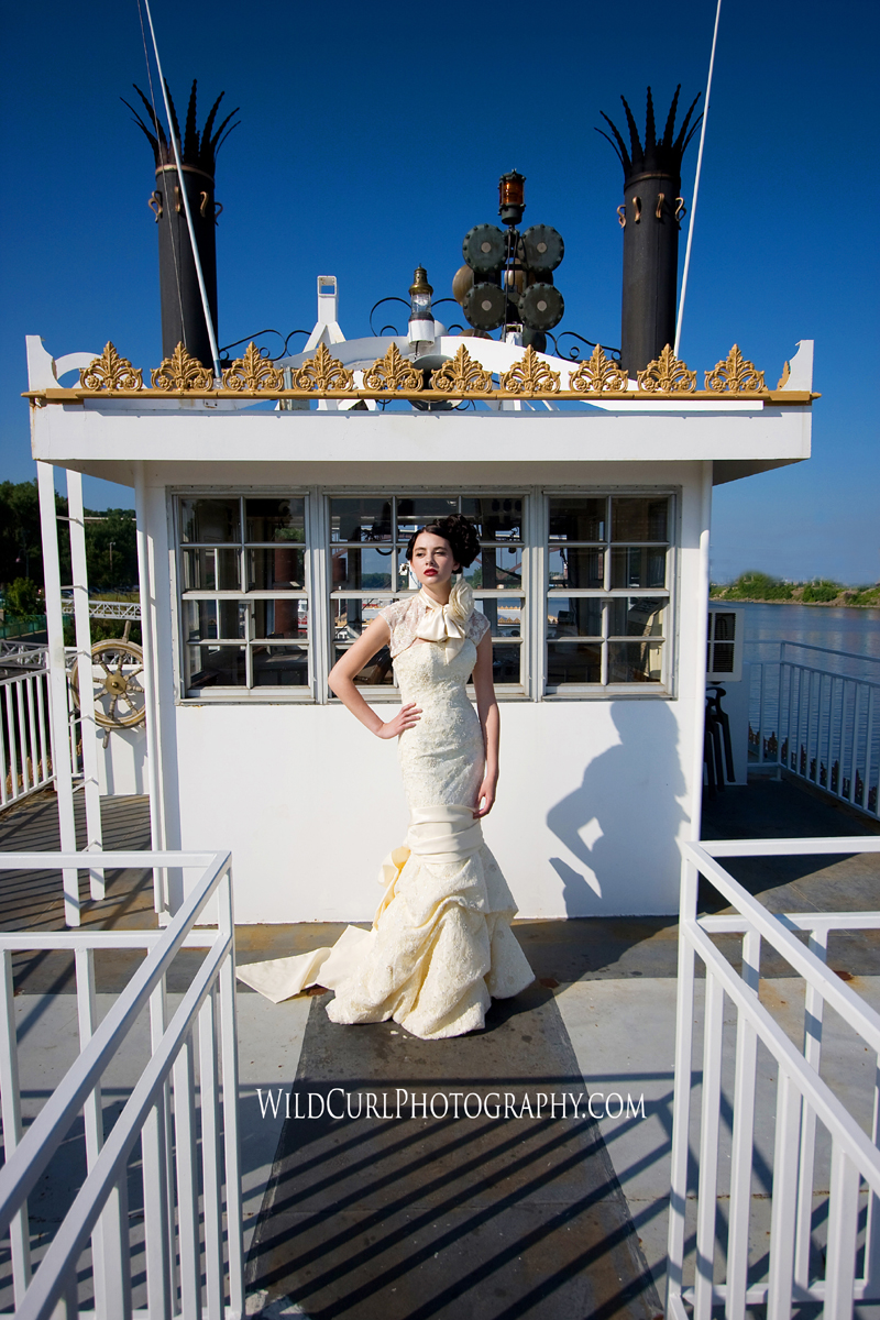 Female model photo shoot of PFT Couture and kara shelton by Wild Curl Photography in Padelford Riverboats, hair styled by Wendy Z  Hair and MU MN