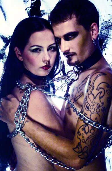 Female and Male model photo shoot of  Naenia and  Oblivion  by s. jenx in the Fall Studios, makeup by Krysi King