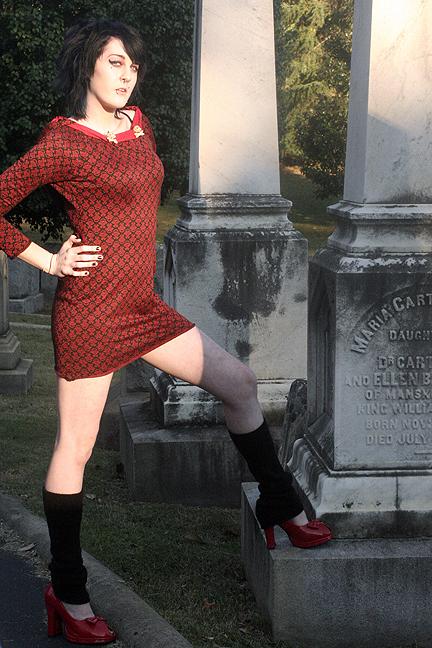 Female model photo shoot of Robin x Roadkill in Hollywood Cemetary Richmond, VA, wardrobe styled by Leopard and Lace