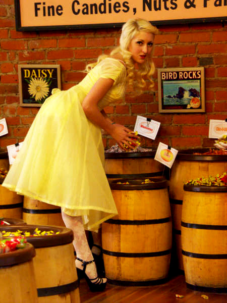 Female model photo shoot of Katie Bohl in Old Sac Candy Shop