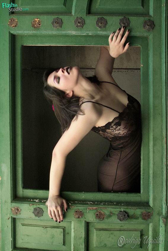 Female model photo shoot of Lucia M Goday in abandoned railroad Burgos