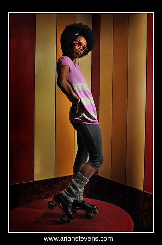 Female model photo shoot of Amber Michelle Starks in Skate World (Hillsboro, OR)