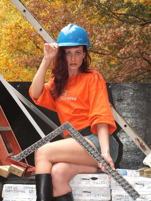 Female model photo shoot of BRATFIRE in construction shoot CT