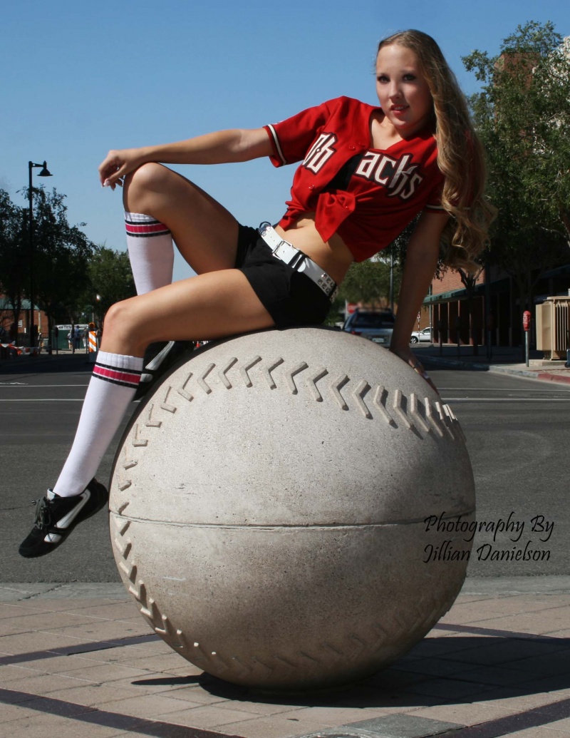 Female model photo shoot of Amber Ellis by Jillian Danielson in Chase Field: Phoenix,AZ