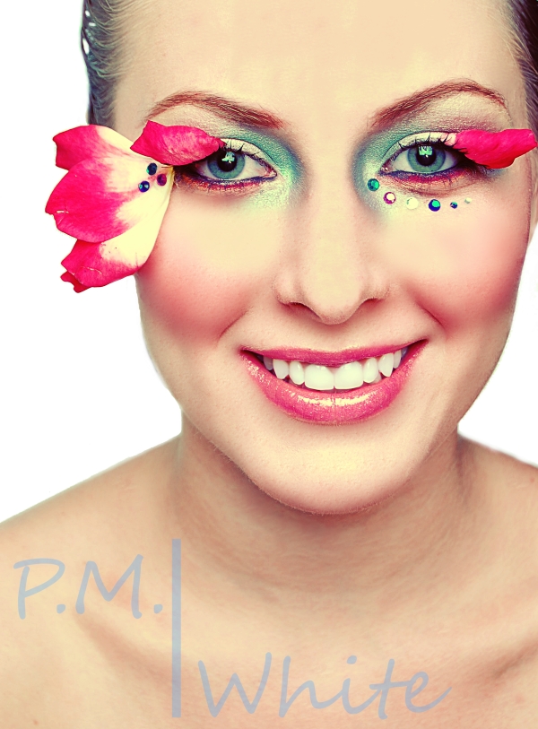 Female model photo shoot of ALY S by PM White, makeup by The MUA Herself