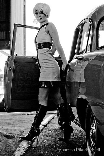 Female model photo shoot of Vanessa Pike-Russell in Sydney Bus Museum, Tempe
