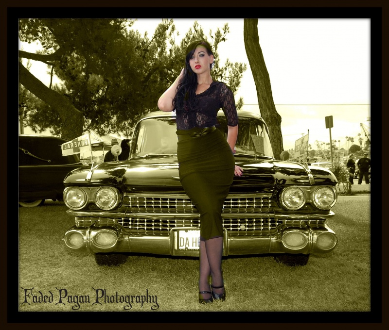 Female model photo shoot of FADED PAGAN in Dead mans drive car show