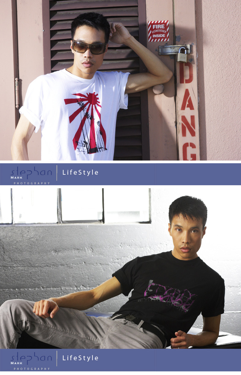 Male model photo shoot of MarkStephan and Tony Wong runway model in Oakland Studio