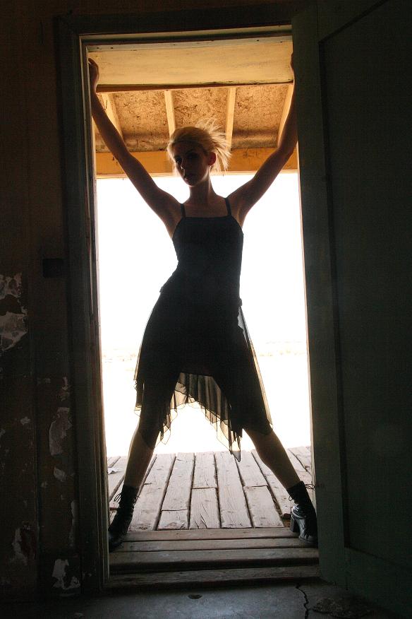 Female model photo shoot of Mechanical Angel in Mojave  Desert