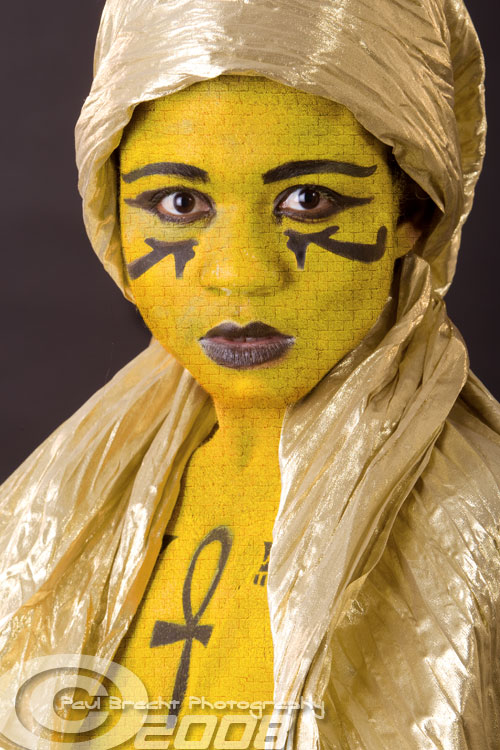 Female model photo shoot of ASTERCHILD by Paul Brecht, makeup by Cassie Lyons MUAH, body painted by 2nd skin