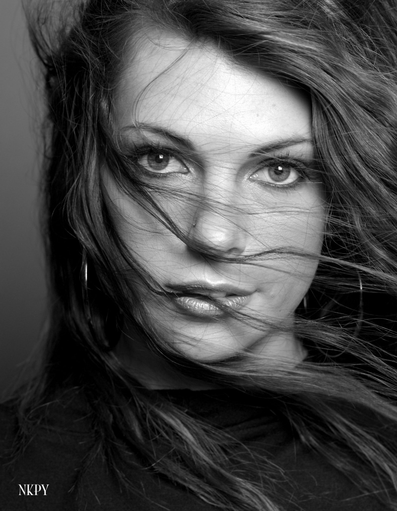 Female model photo shoot of Amy Kitt by Nathan Kho Photography, makeup by Olga Onulov