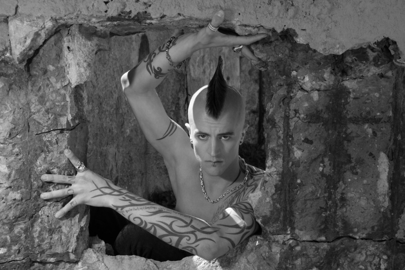Male model photo shoot of Night Beat Male and Tye MoHawk in Sutro Bath Ruins, San Francisco, California, makeup by Thy Dinh Makeup Artist