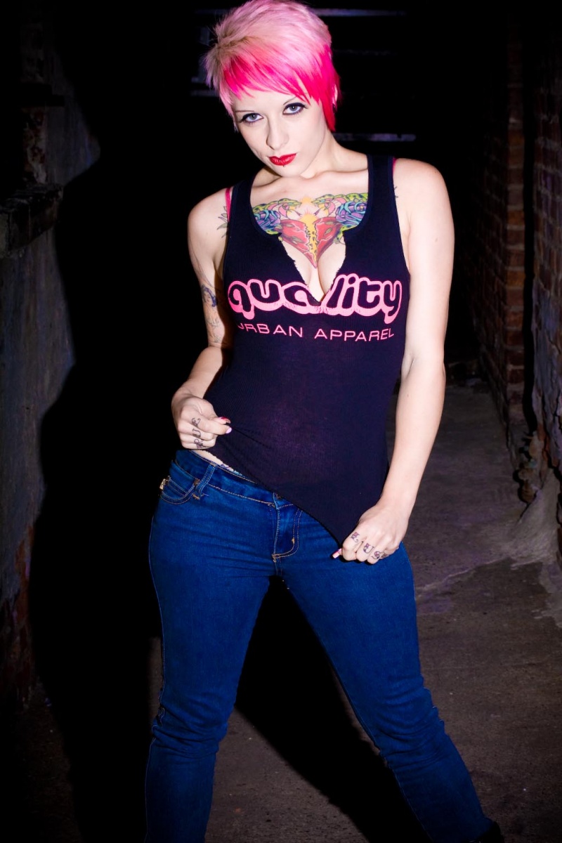 Female model photo shoot of Maddie Mel and JessieLeeAngel by Quality Clothing Co