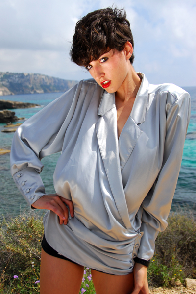 Female model photo shoot of Fresh Garbage Vintage in Palma de Mallorca, Spain Shoot by Pablo MartÃ­nez Attfield