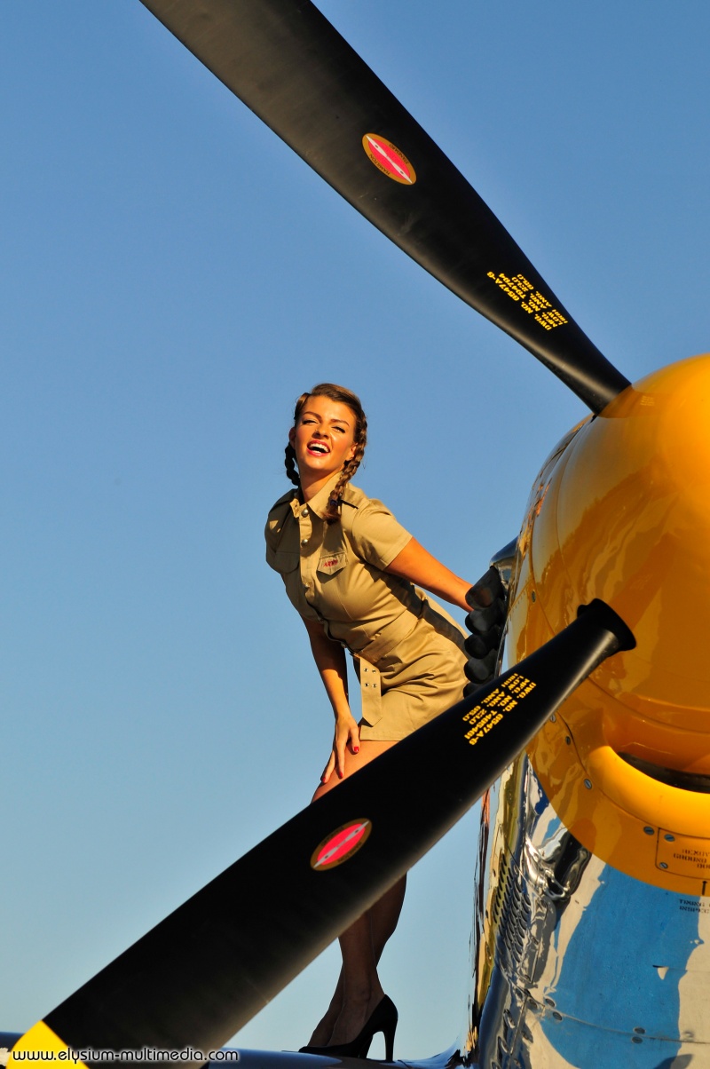 Female model photo shoot of HamiltonSmith by Warbird Pinup Girls