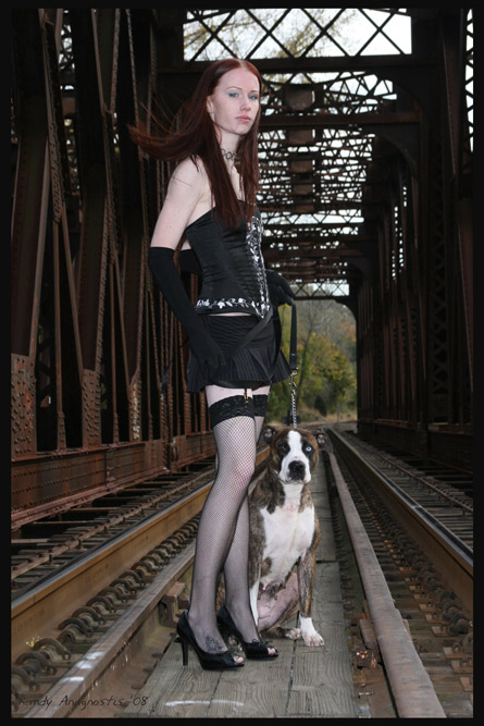 Female model photo shoot of Kristianna by Randy Anagnostis in My train bridge