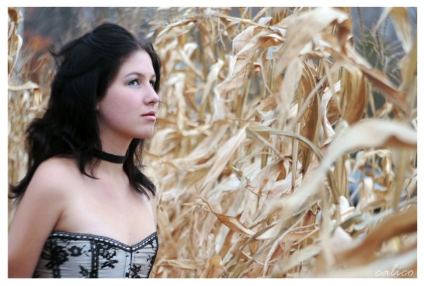Female model photo shoot of Sarah Denham by Calico Roni Rosenberg in Corn Field