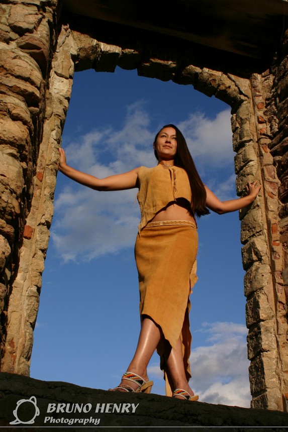 Male and Female model photo shoot of Bruno Henry Clothing and Natashia_P by Bruno Henry in Holy Cross Ruins, Wikwemikong