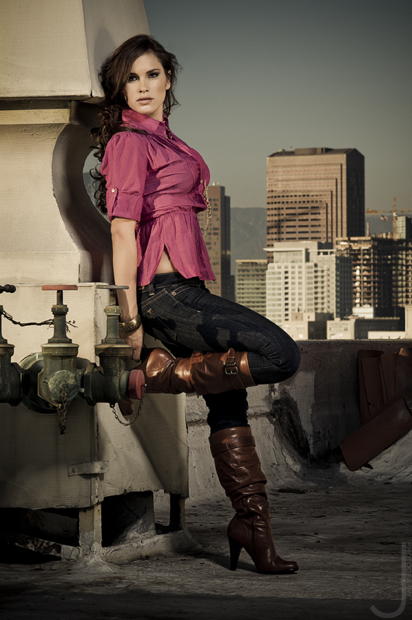 Female model photo shoot of Giizelle Torres and Julie M Galindo by Jeff Wayne in Downtown L.A
