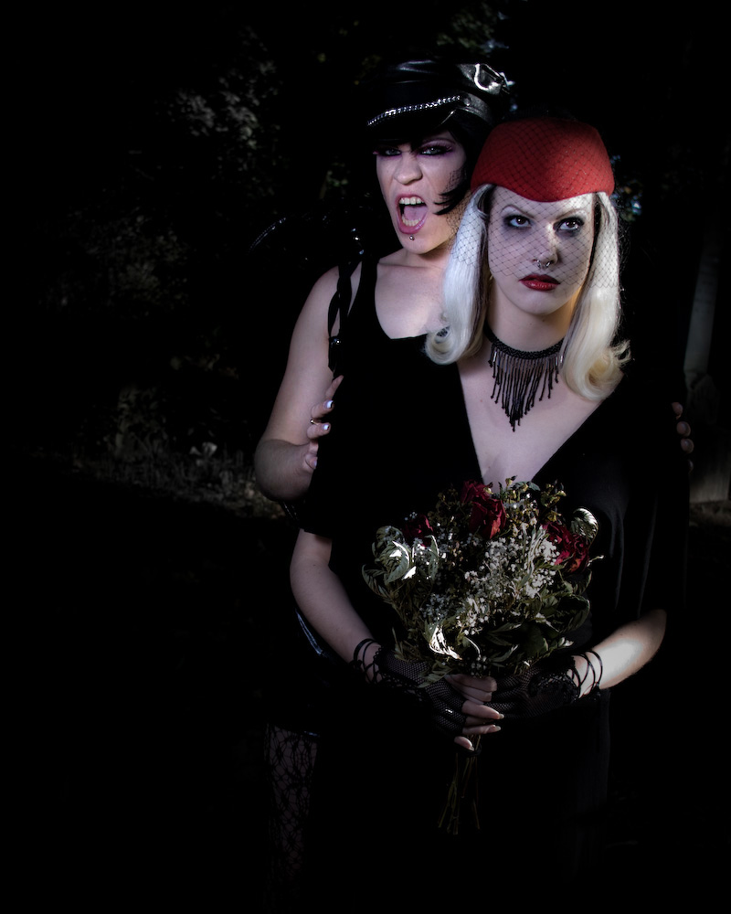 Male and Female model photo shoot of toyalovelace and Nico None by Bob Williams in Masonic Cemetery