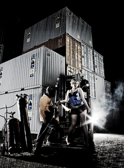 Female model photo shoot of Amanda-lee Sillis in Tyne container yard