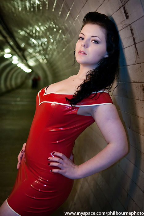 Female model photo shoot of Strawberry Kiss by Phil Bourne Photography in Greenwich Tunnel
