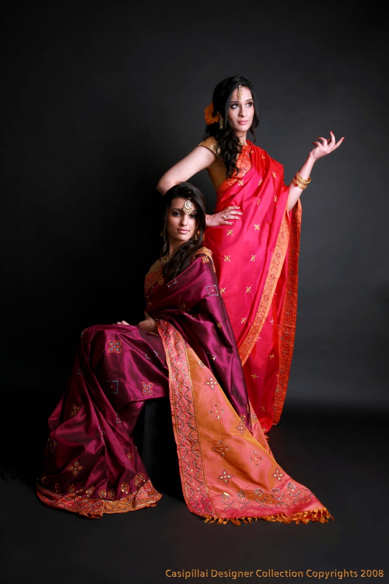 Female model photo shoot of Designer Sarees, makeup by Vithya Hair and Make Up