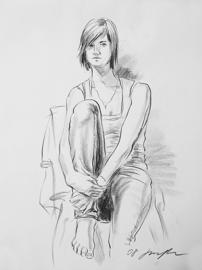 Female model photo shoot of Michaela M, art by Jun Park