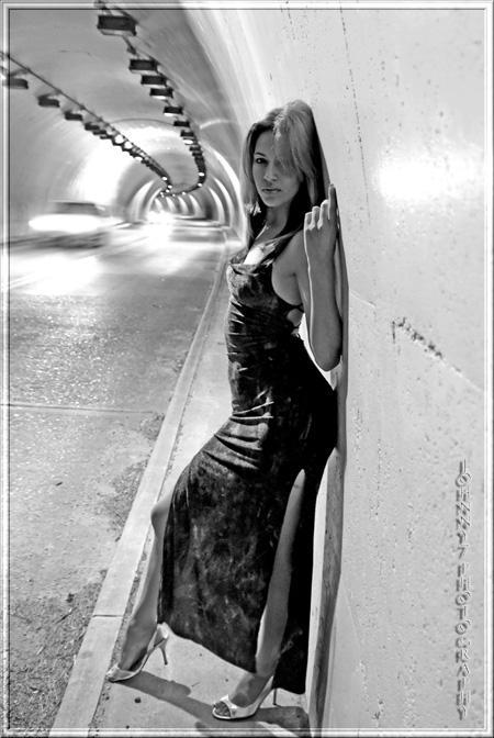 Female model photo shoot of Jen Santiago in Tunnel