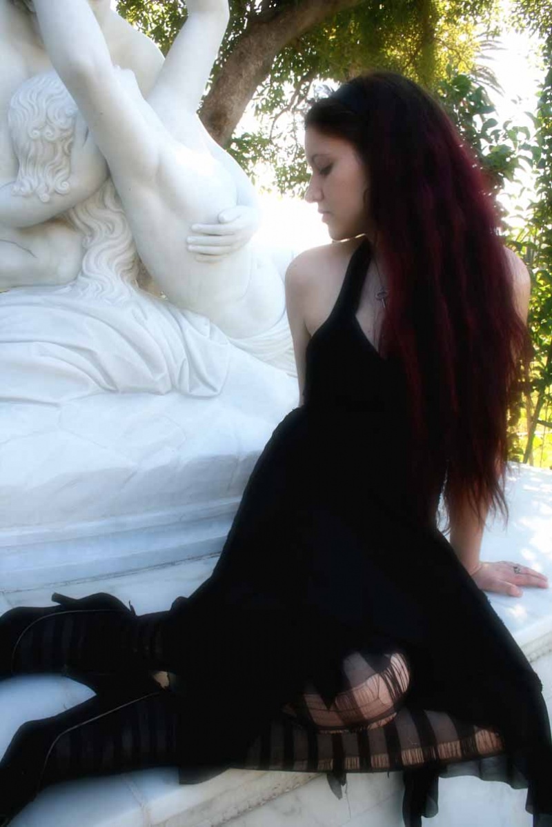 Female model photo shoot of Miss V-LA in Hollywood Forever Cemetery