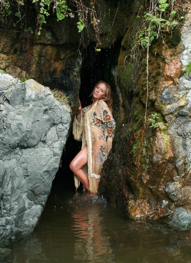 Female model photo shoot of Gaia Designs in Trinidad, CA
