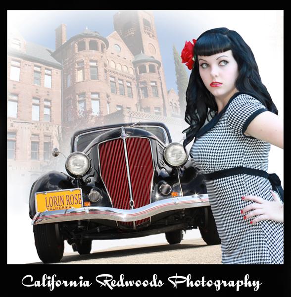 Male and Female model photo shoot of California Redwoods and Miss Lorin Rose in Preston Castle Shoot
