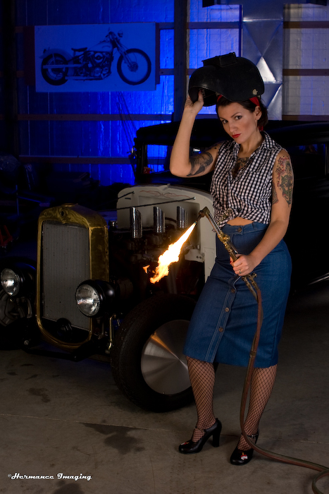 Male and Female model photo shoot of Hermance Imaging LLC and C h e r r i s h in Cherry Alley Choppers