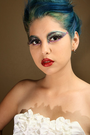 Female model photo shoot of Cyndi Frias by Bad Karma Photo, makeup by lbmakeup